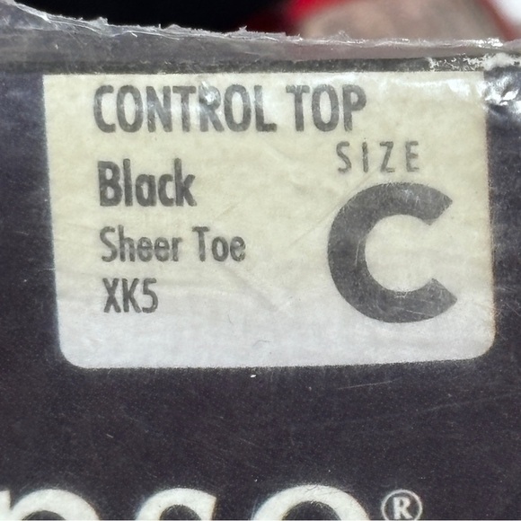 No Nonsense Lace Rib control top sheer toe size C pantyhose club wear Halloween - Picture 3 of 7